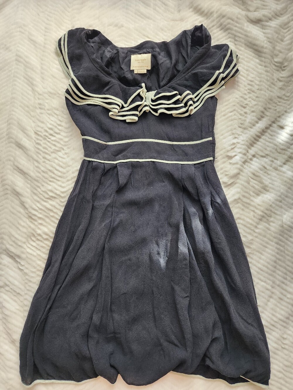 Kate Spade Ruffled Collar Navy Blue Mini Dress